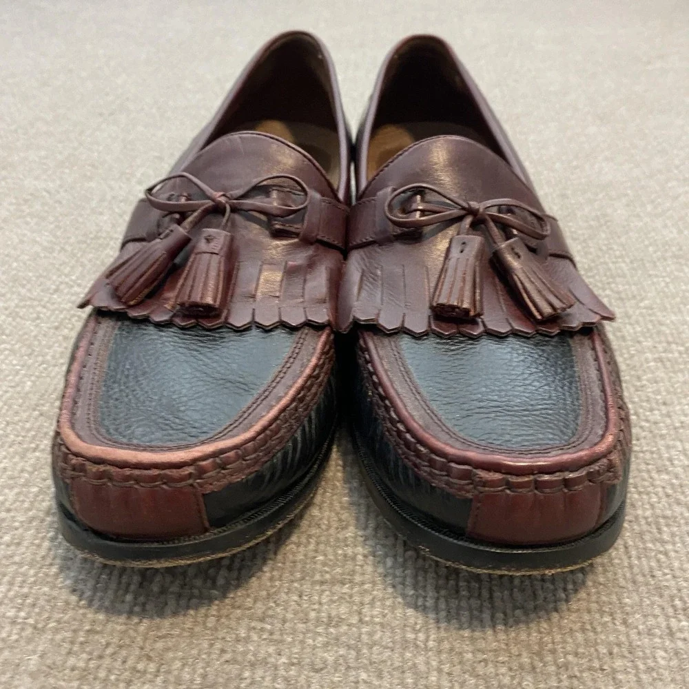 Johnston & Murphy Shoes Mens Size 14 M Brown Black Leather Dress Tassel Loafers